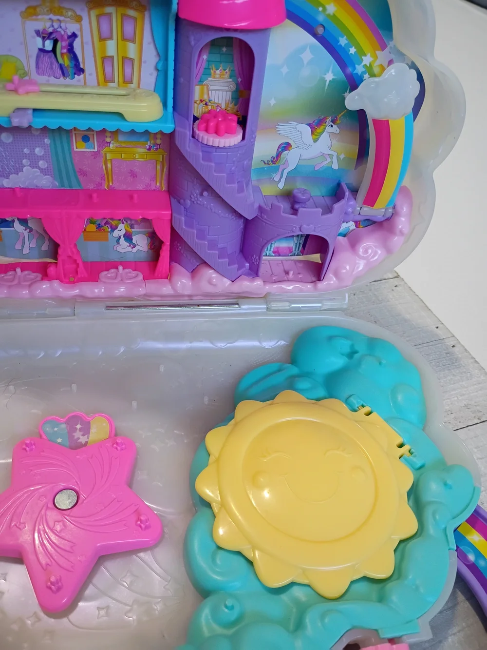 2022 Mattel Polly Pocket Rainbow Unicorn Salon Compact Case ONLY - No Figures